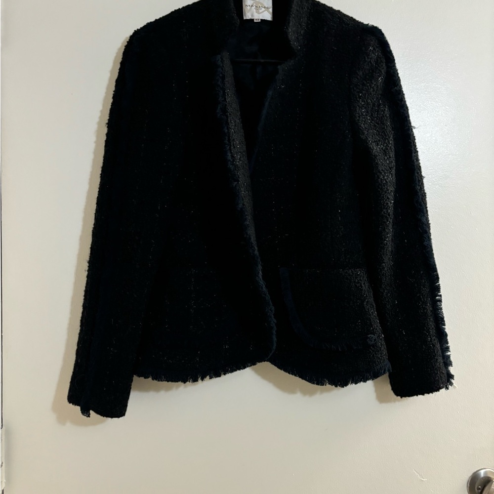 Maxime Paris wool blend Tweed Blazer Jacket Black Size: 42EU
